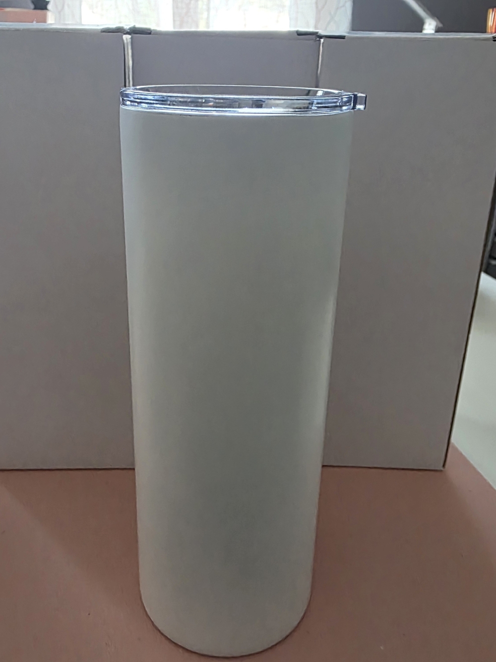 24oz Blank White Slim Travel Tumbler with Clear Lid - Unbranded